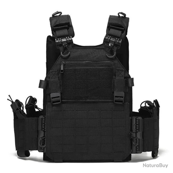 Gilet Tactique JPC 2.0 Porte Plaque Molle Nylon 500D R�glable Airsoft Militaire Chasse Noir