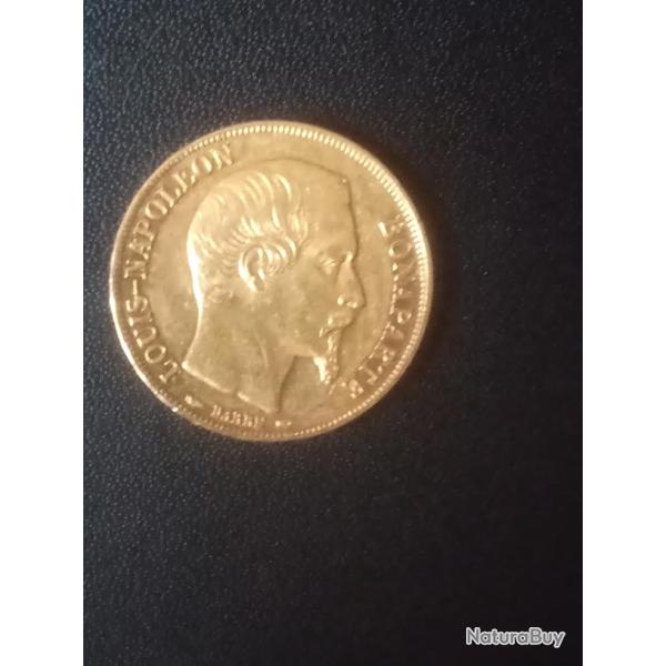 20 francs or Louis Napol�on Bonaparte 1852 t�te nue a droite