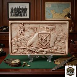 Bas-relief du 1&deg; Batillon de fusiliers marin commando D-Day 44 Largeur : 14.5 cm  Hauteur: 8.5 cm