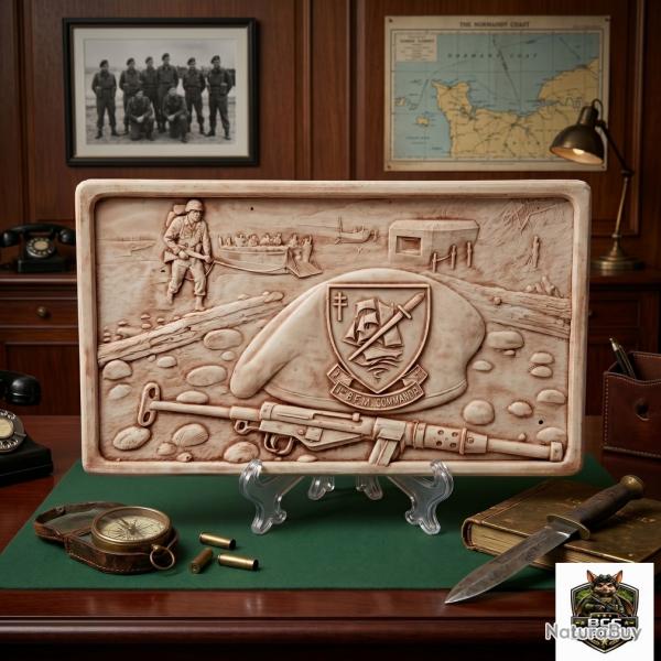 Bas-relief du 1� Batillon de fusiliers marin commando D-Day 44 Largeur : 14.5 cm  Hauteur: 8.5 cm