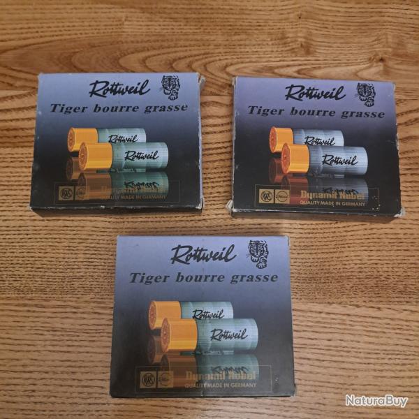 Lot de 3 boites de 10 Rottweil Tiger bourre grasse