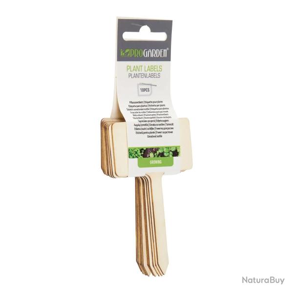 Lot de 10 �tiquettes en bois pour plantes - 10x5,9 cm