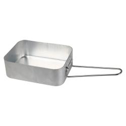 Set de 2 casseroles carr&eacute;es aluminium pour camping avec poign&eacute;es pliables