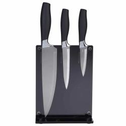 Set de 3 couteaux sur support acrylique noir - Lames acier inoxydable