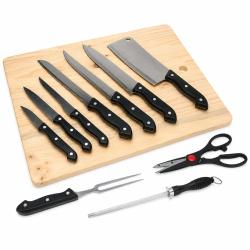 Set de 10 couteaux avec planche &agrave; d&eacute;couper