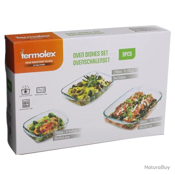 Lot de 3 plats � four en verre tremp�