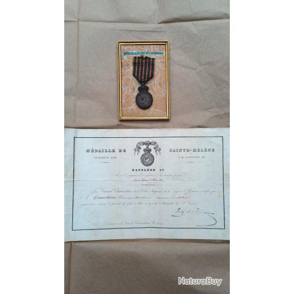 M�daille Napol�on 1er St H�l�ne 1821 avec Certificat inscrit � la grande chancellerie n�90497