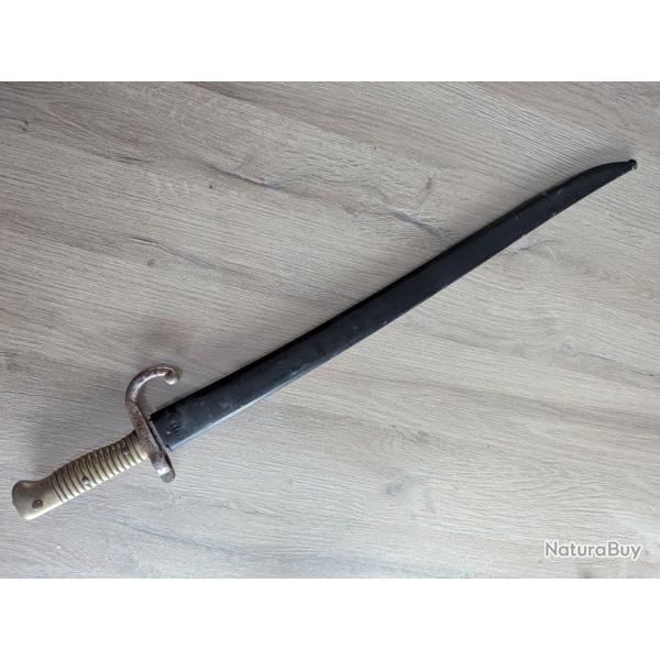 Ba�onnette fran�aise Chassepot mod�le 1866 - Ch�tellerault Avril 1874 - avec fourreau