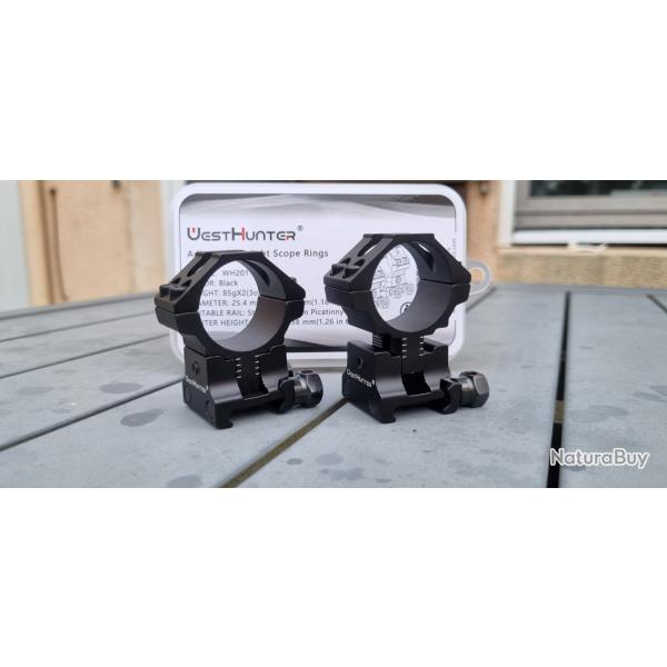 Colliers de montage � hauteur variable Westhunter lunette 30mm Picatinny