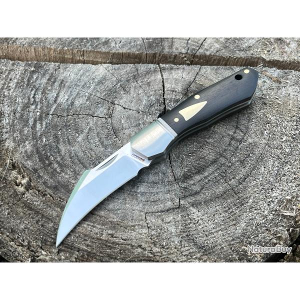 Couteau pliant hawkbill �b�ne - 14C28N Sandvik & bois noble noir
