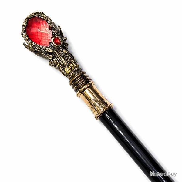 Canne �p�e Ornementale 98 cm - Poign�e Pierre Rouge - Lame 30 cm