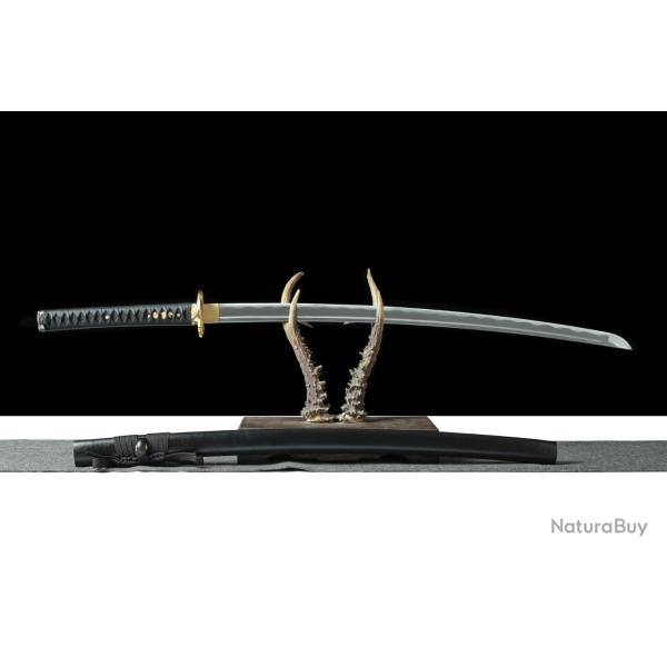 Katana Shadow Line - Lame 72 cm - Acier 1045 - Full Tang - Finition Noir & Or
