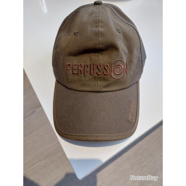 Casquette percussion, kaki uni, brod�. Taille unique