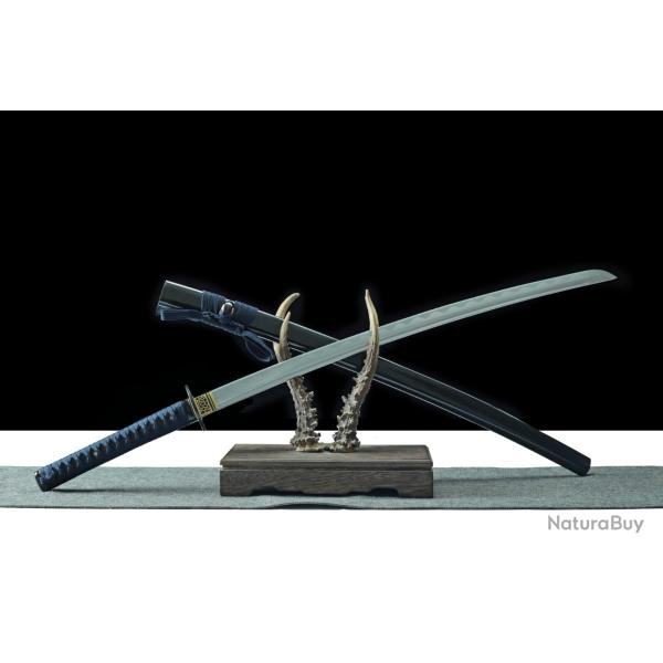 Katana Shadow Blue - Lame 72 cm - Acier 1045 - Full Tang - Trempe � l'huile