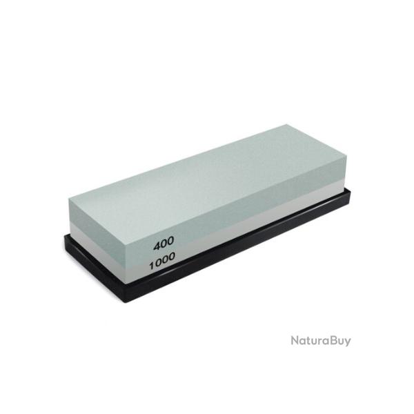 Pierre � aiguiser professionnelle 400/1000 - Whetstone double face - Base antid�rapante - 18x6x3 cm
