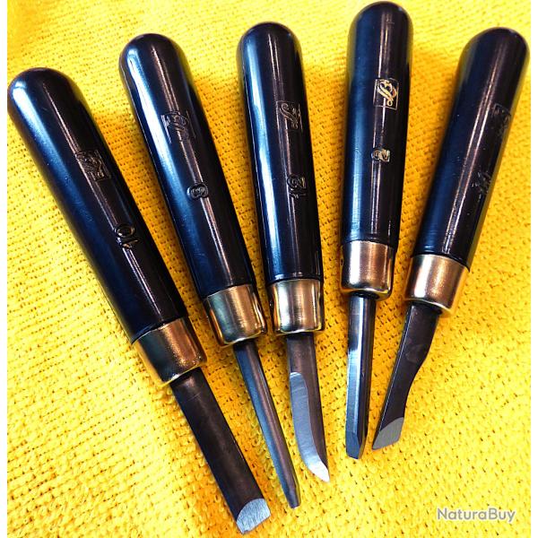 SUPERBES GOUGES DE SCULPTEUR SUR BOIS EN EXCELLENT ETAT POUR COLLECTION OBJETS DIVERS OU FONCTION