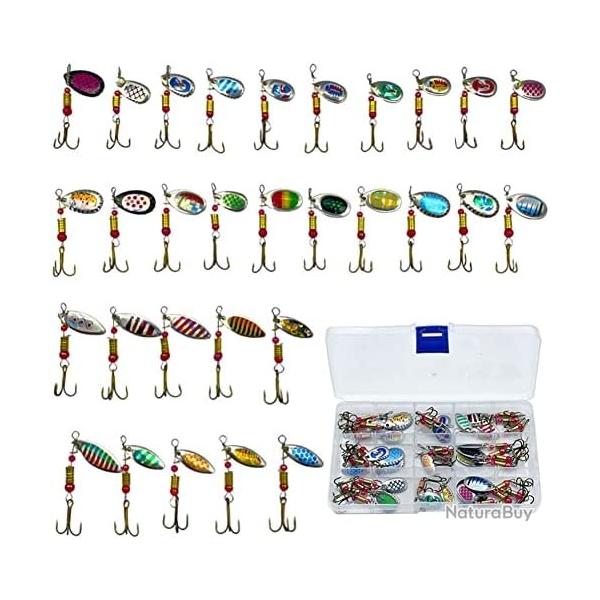LOT DE 30 CUILL�RES SPINNER P�CHE - BROCHET, TRUITE, PERCHE