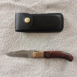 Couteau Pliant Laguiole Le Rustique avec &Eacute;tui Cuir