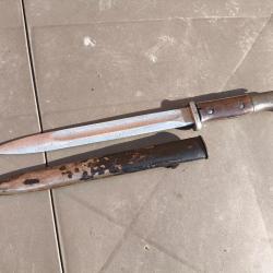 Ba&iuml;onnette Mod&egrave;le 84/98 Erfurt Allemande ww1 avec fourreau