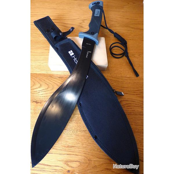 SUPERBE GRAND COUTEAU MACHETTE TYPE KUKRI 53CM + FOURREAU NYLON - ACIER NOIR FORGE = SUPER -TOP-