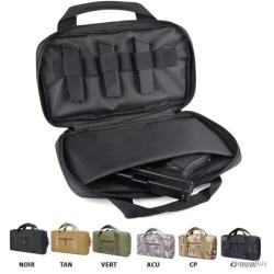 HOUSSE DE TRANSPORT POUR 2 ARMES DE POING + 7 CHARGEURS - NOIR - LIVRAISON GRATUITE
