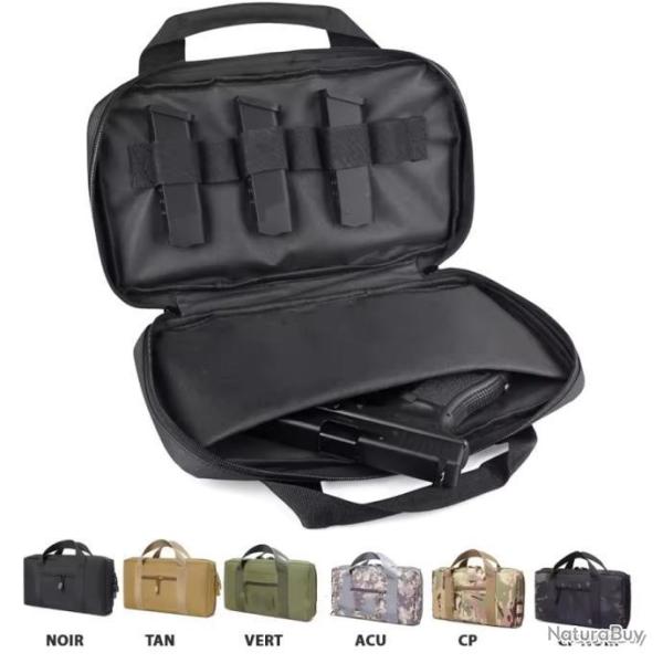 HOUSSE DE TRANSPORT POUR 2 ARMES DE POING + 7 CHARGEURS - NOIR - LIVRAISON GRATUITE