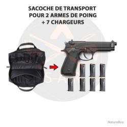 HOUSSE POUR 2 ARMES DE POING ET 7 CHARGEURS - NOIR - LIVRAISON GRATUITE
