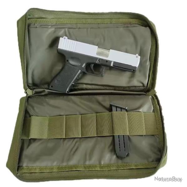 HOUSSE POUR 2 ARMES DE POING ET 7 CHARGEURS - VERT - LIVRAISON GRATUITE