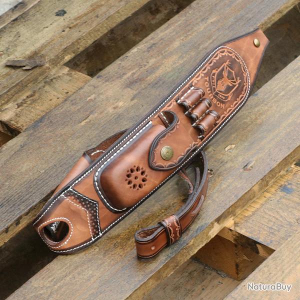SANGLE EN CUIR DE LUXE POUR FUSIL - LIVR� AVEC GRENADI�RES - LIVRAISON GRATUITE