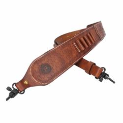 SANGLE POUR FUSIL EN CUIR GAUFR&Eacute; - LIVR&Eacute; AVEC GRENADI&Egrave;RES - MARRON - LIVRAISON GRATUITE
