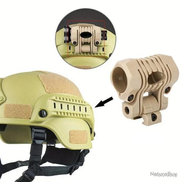 SUPPORT LAMPE TACTIQUE POUR ARME OU CASQUE F.A.S.T - 5 POSITIONS - � 24,4-27 MM - KAKI