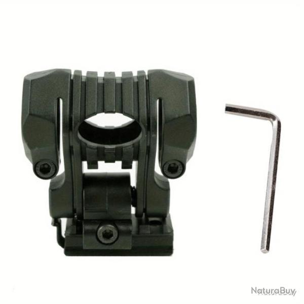 SUPPORT LAMPE TACTIQUE POUR ARME OU CASQUE F.A.S.T - 5 POSITIONS - � 24,4-27 MM - VERT