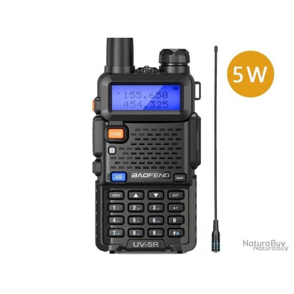TALKIE-WALKIE BAOFENG UV-5R (5W) + ANTENNE LONGUE - LIVRAISON GRATUITE