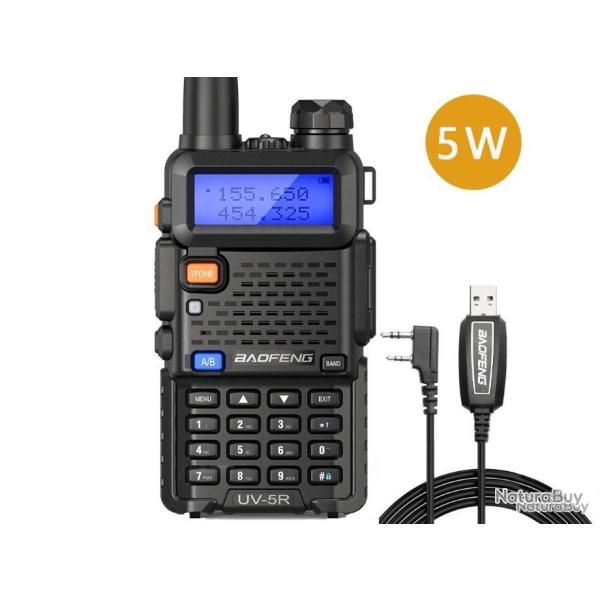 TALKIE-WALKIE BAOFENG UV-5R (5W) + CABLE USB - LIVRAISON GRATUITE