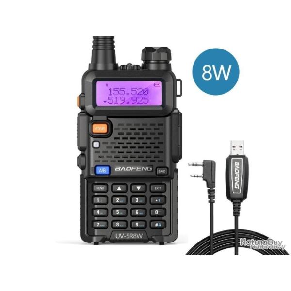 TALKIE-WALKIE BAOFENG UV-5R (8W) + CABLE USB - LIVRAISON GRATUITE