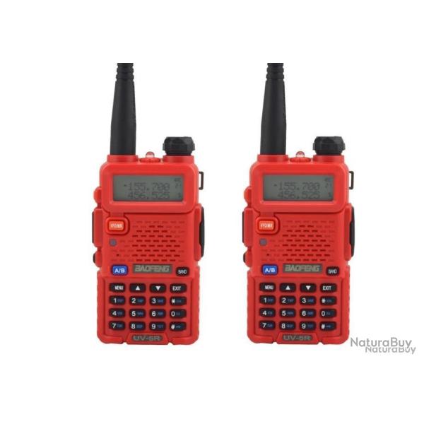 PAIRE DE RADIOS BAOFENG UV-5R - ROUGE - LIVRAISON GRATUITE