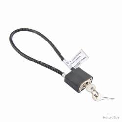 C&Acirc;BLE DE S&Eacute;CURIT&Eacute; AVEC CADENAS POUR FUSIL ET ARME DE POING - NOIR - 38cm