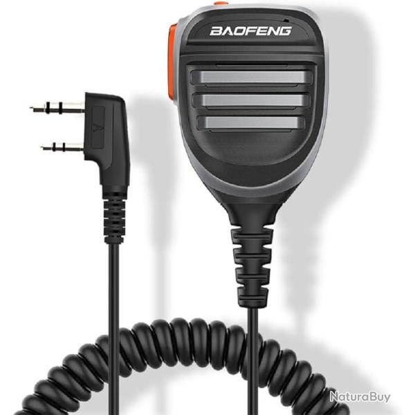 MICROPHONE BAOFENG DOUBLE PTT - GRIS - LIVRAISON GRATUITE