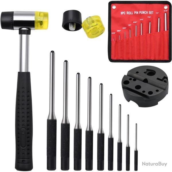 BLOC D'ARMURIER + SET DE 9 CHASSE-GOUPILLES + MARTEAU