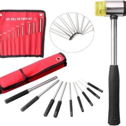 SET DE 9 CHASSE-GOUPILLES + MARTEAU &Agrave; EMBOUT CAOUTCHOUC - LIVRAISON GRATUITE
