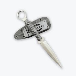 Couteau fixe M390 22 cm - lame spear patin&eacute;e - manche G10 anneau - &eacute;tui kydex