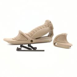 Poign&eacute;e Tactique Angulaire PTK & VTS + Handstop Beige pour rail P&icirc;catinny (1)