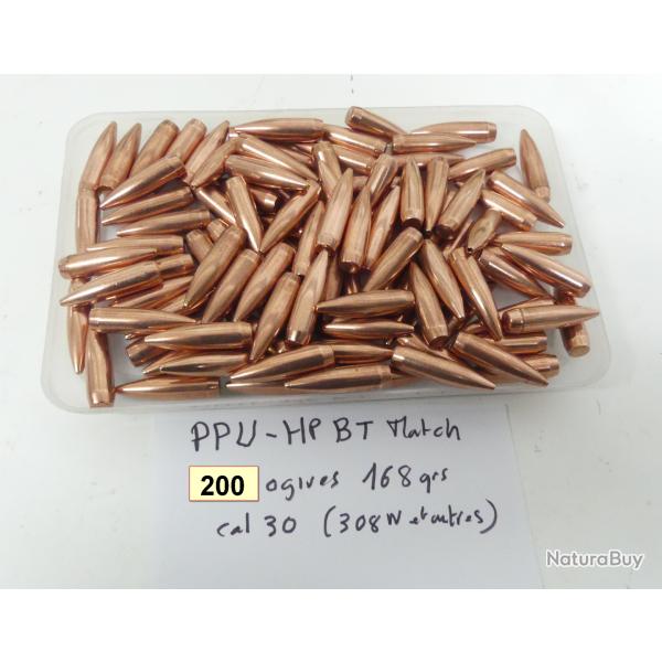 LOT DE 200 OGIVES PPU HP BT MATCH CAL 30 TYPE 308