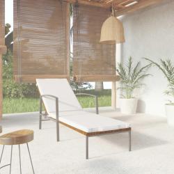 Chaise longue de jardin avec coussin r&eacute;sine tress&eacute;e marron