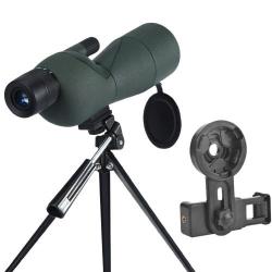 Longue Vue 25-75x60 ED HD BAK4 FMC Tr&eacute;pied et Adaptateur Smartphone Observation Oiseaux Chasse Vert
