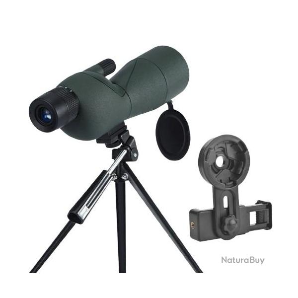 Longue Vue 25-75x60 ED HD BAK4 FMC Tr�pied et Adaptateur Smartphone Observation Oiseaux Chasse Vert