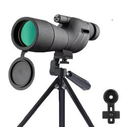 Longue Vue 25-75x60 ED HD BAK4 FMC Tr&eacute;pied et Adaptateur Smartphone Observation Oiseaux Chasse Noir