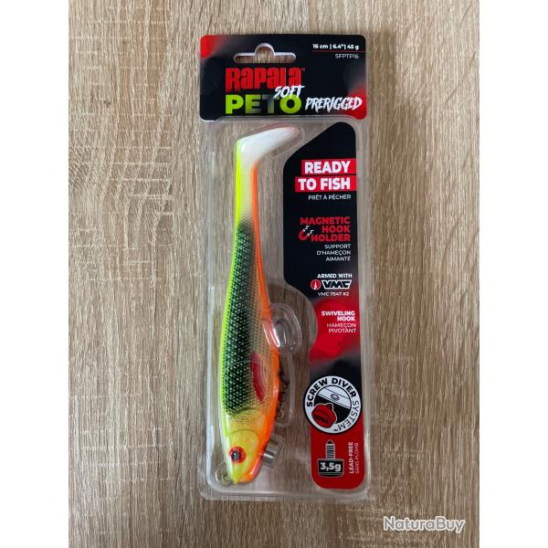Leurre souple Rapala soft peto prerigged 16cm EXCLUSIF YELLOW BACK
