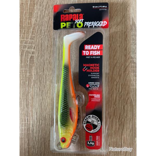 Leurre souple Rapala soft peto prerigged 18cm EXCLUSIF YELLOW BACK