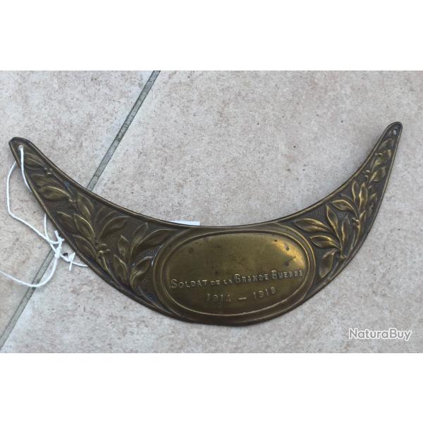 PLAQUE SOLDAT DE LA GRANDE GUERRE 1914-1918 CASQUE ADRIAN 1915 WW1 poilu